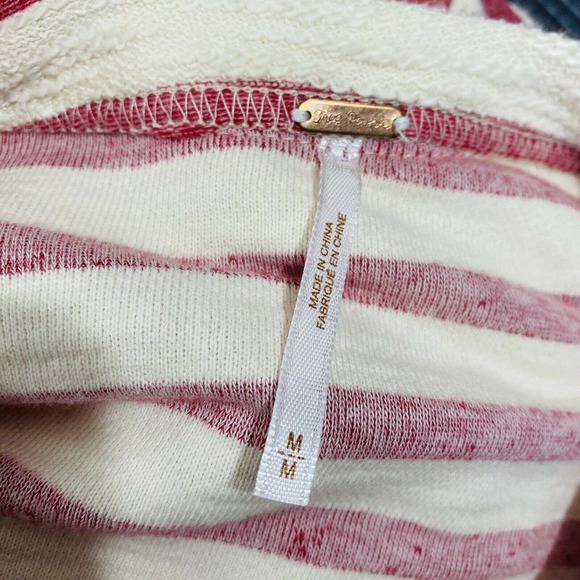 Free People Jacket Full Zip Peplum Red Striped - Picture 8 of 9